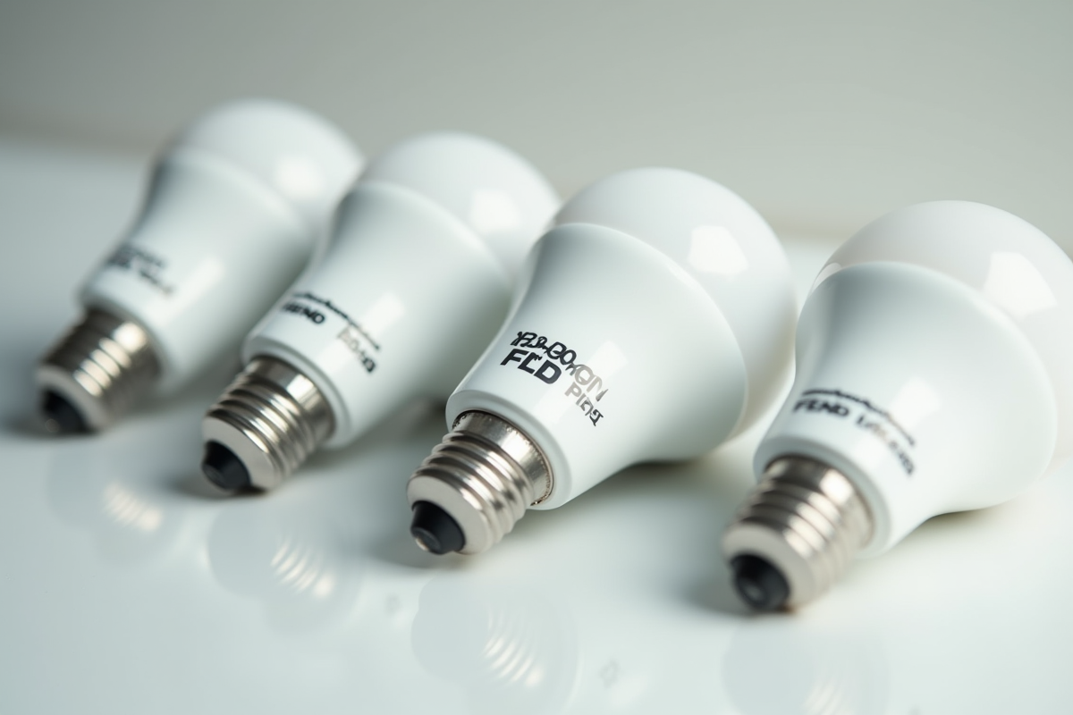Zoom sur ampoules LED avec étiquette F énergie