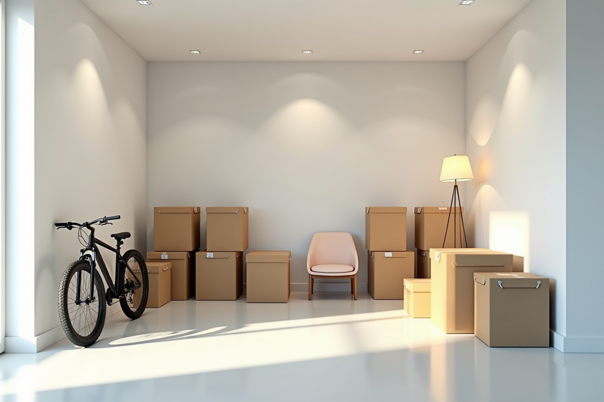 Espace de rangement organisé avec objets du quotidien