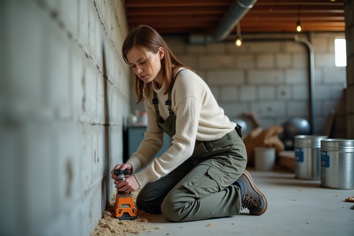 Femme applique un joint d