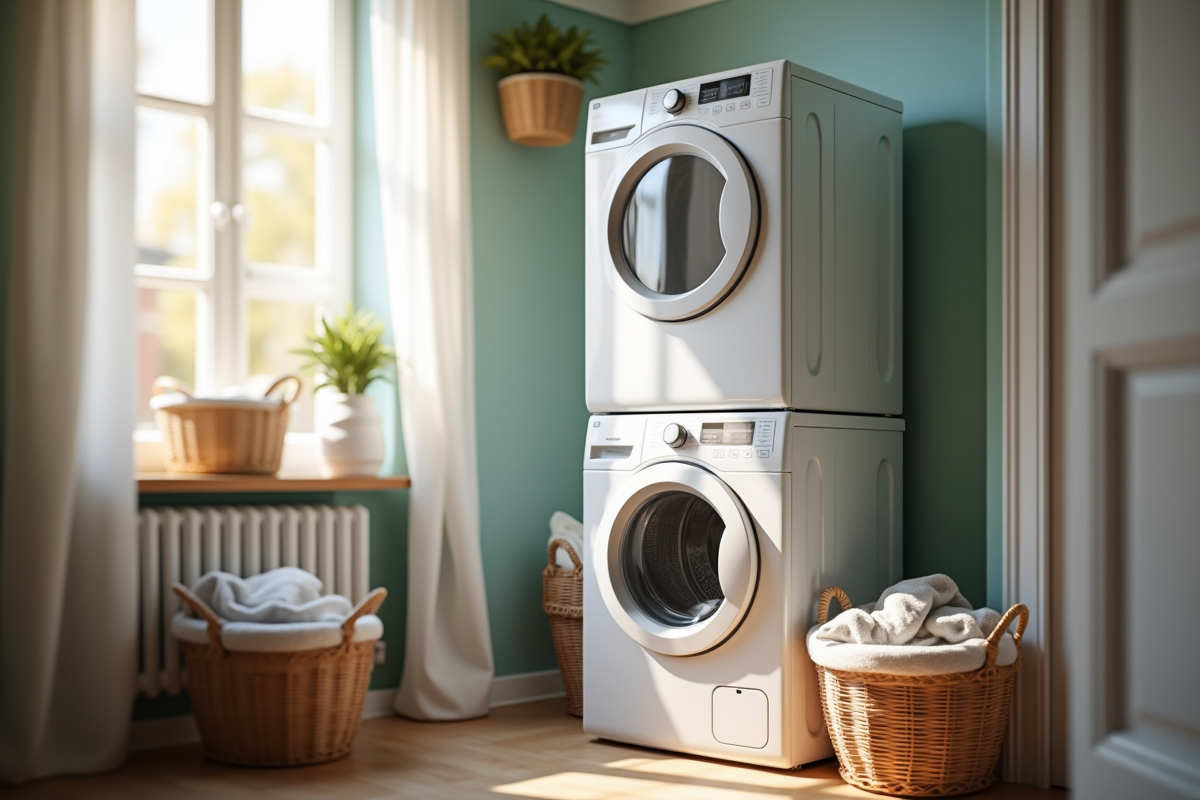 Lave-linge compact dans un appartement urbain lumineux