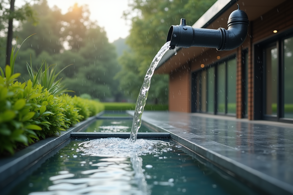 Maison moderne avec systeme de drainage des eaux pluviales