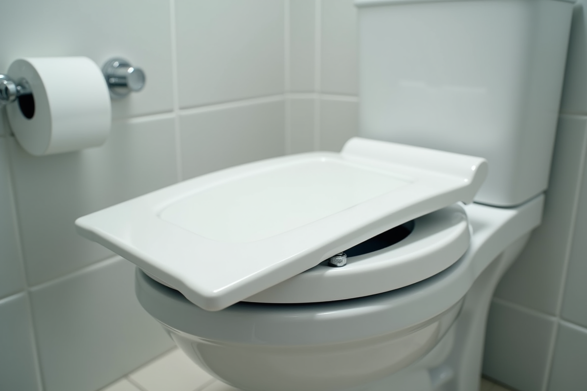 Wc blanc instable avec visiblement boulons desserres